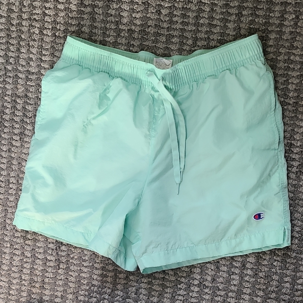 Champion Shorts Size Large Netting Pockets Drawstring L Mint Green